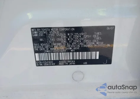 2007 Toyota Rav4 Limited из США, поврежденный, VIN JTMBD31V075116093